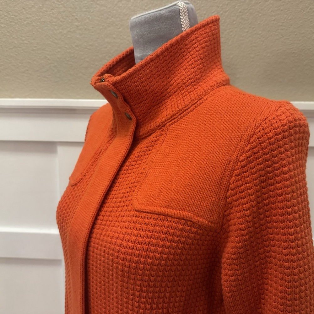 Lauren Ralph Lauren Knit Sweater Coat Size:M Orange Cardigan Full Zip Button - Picture 9 of 16